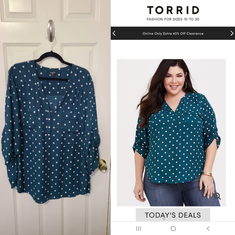Turquoise Polka Dot Top